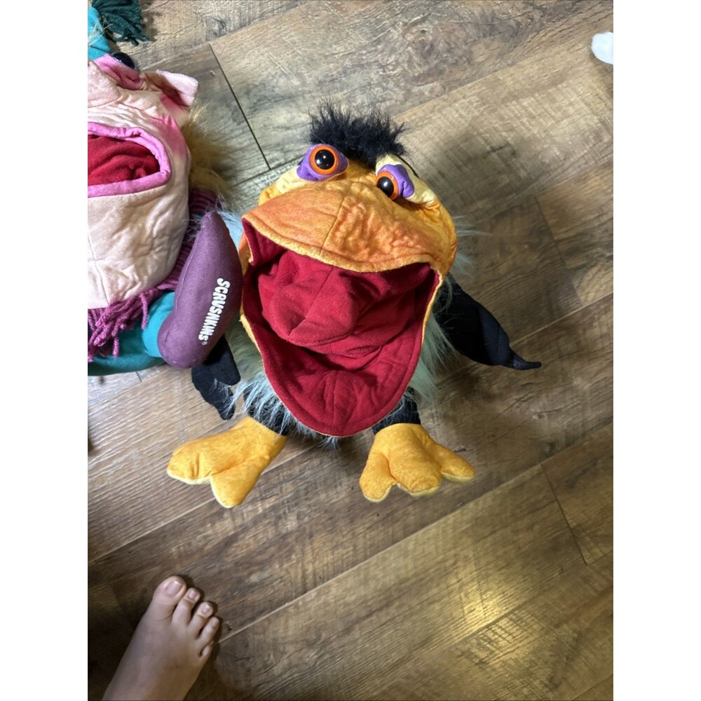 Scrushkins Hand Puppets Crow Frog Pig Rare Vintage Plush 90’s - Picture 4 of 7